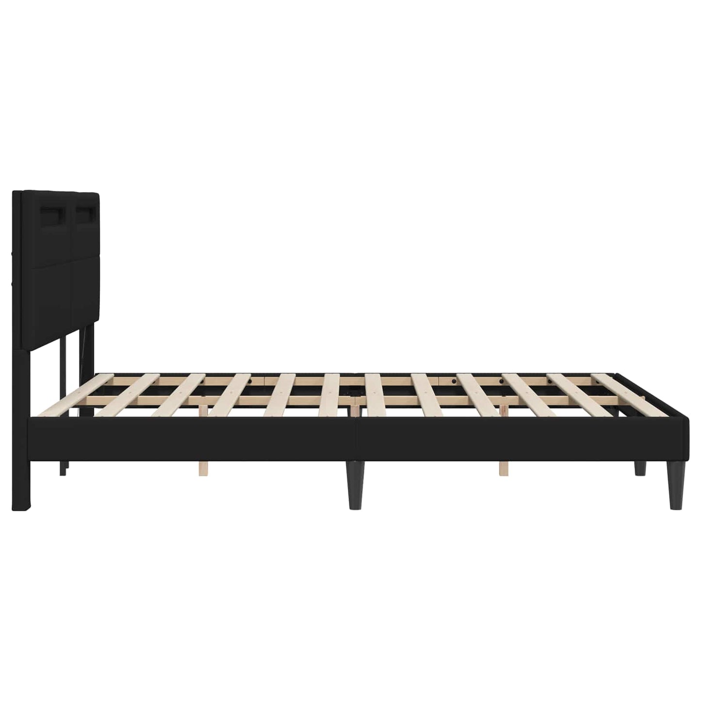 Bed Frame with LED Strip Lights Black 135 x 190 cm Faux Leather