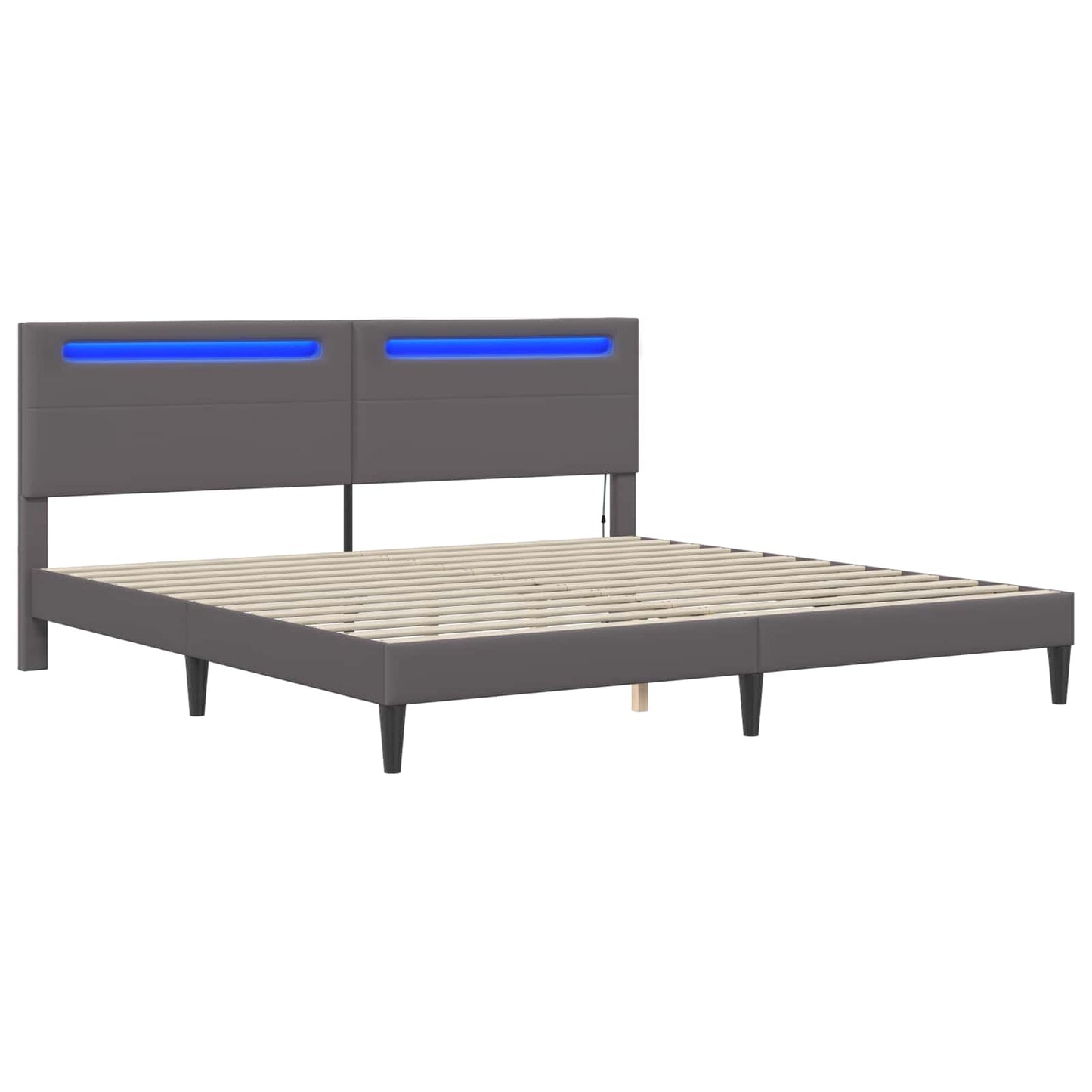 Bed Frame with LED Strip Lights Grey 180 x 200 cm Faux Leather