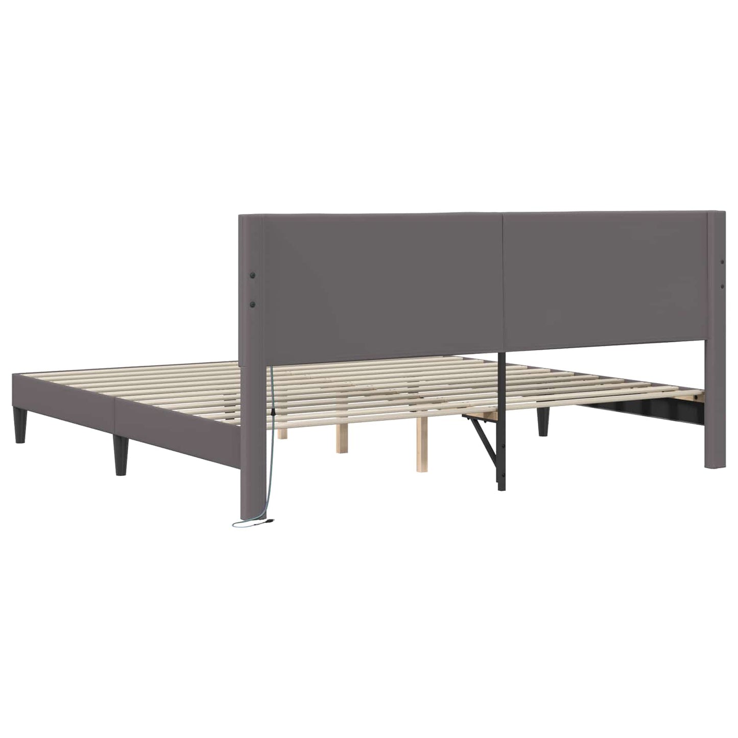 Bed Frame with LED Strip Lights Grey 180 x 200 cm Faux Leather