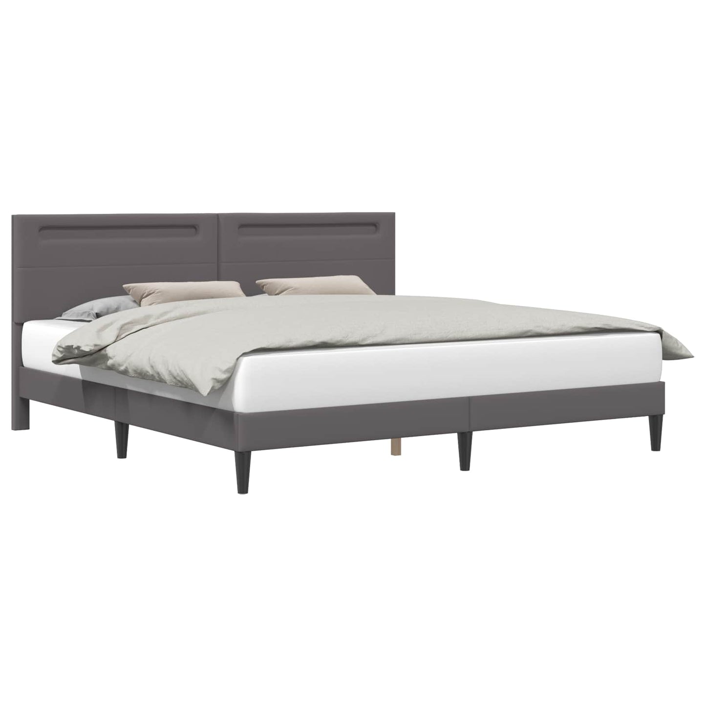 Bed Frame with LED Strip Lights Grey 180 x 200 cm Faux Leather