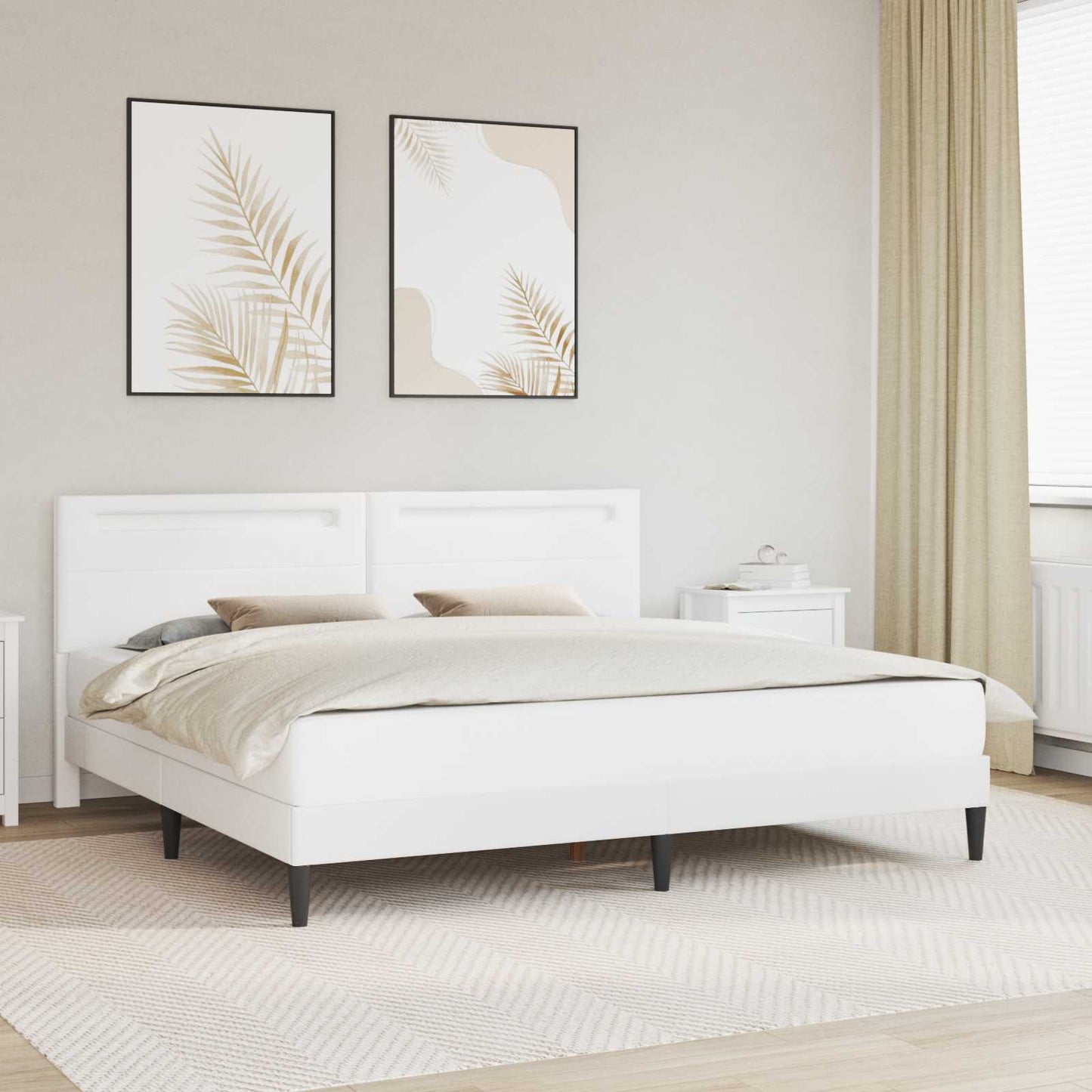 Bed Frame with LED Strip Lights White 180 x 200 cm Faux Leather