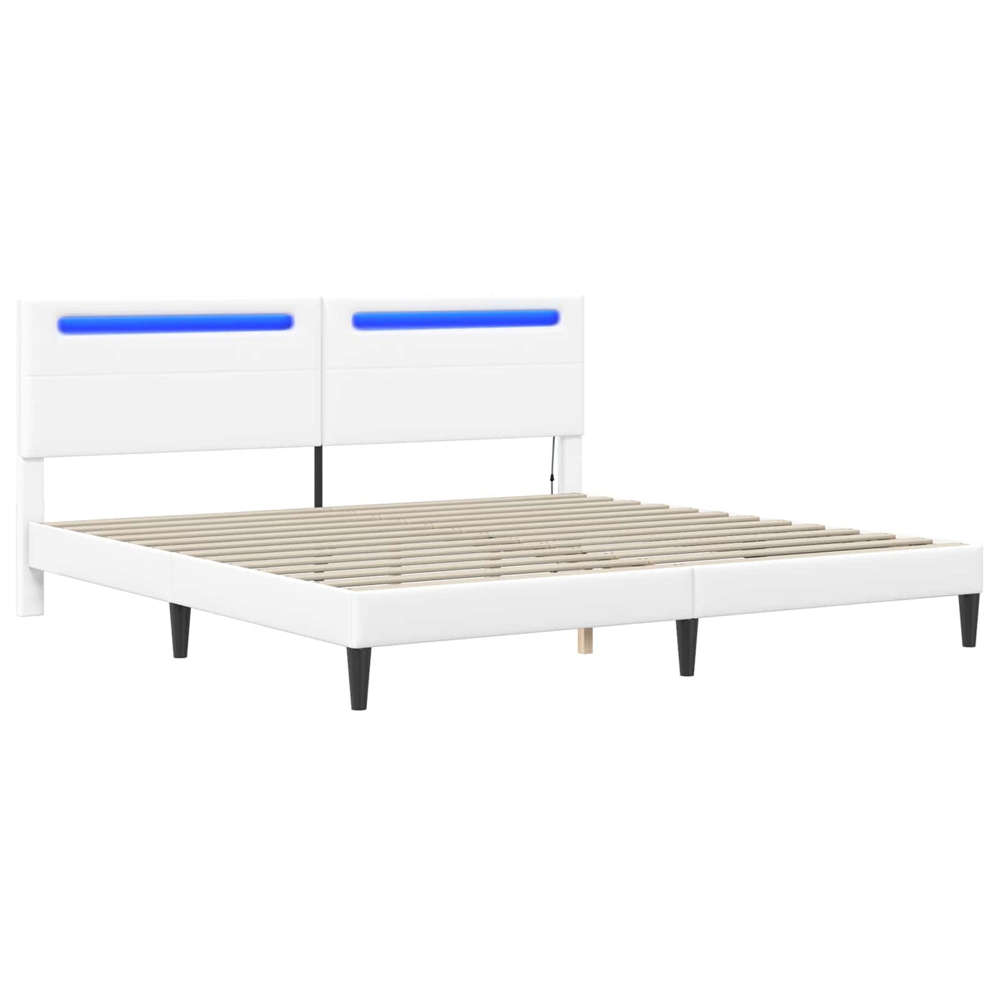Bed Frame with LED Strip Lights White 180 x 200 cm Faux Leather