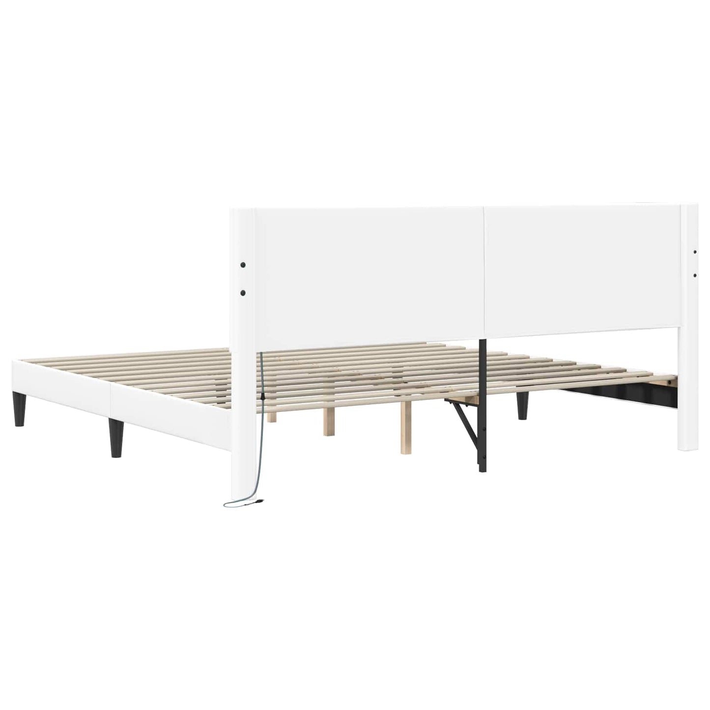 Bed Frame with LED Strip Lights White 180 x 200 cm Faux Leather