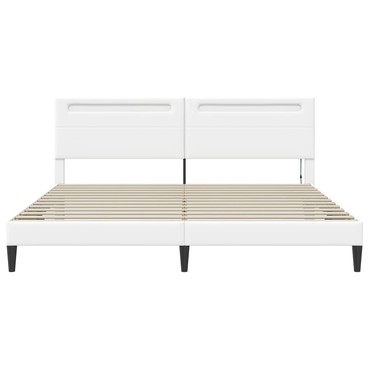 Bed Frame with LED Strip Lights White 180 x 200 cm Faux Leather