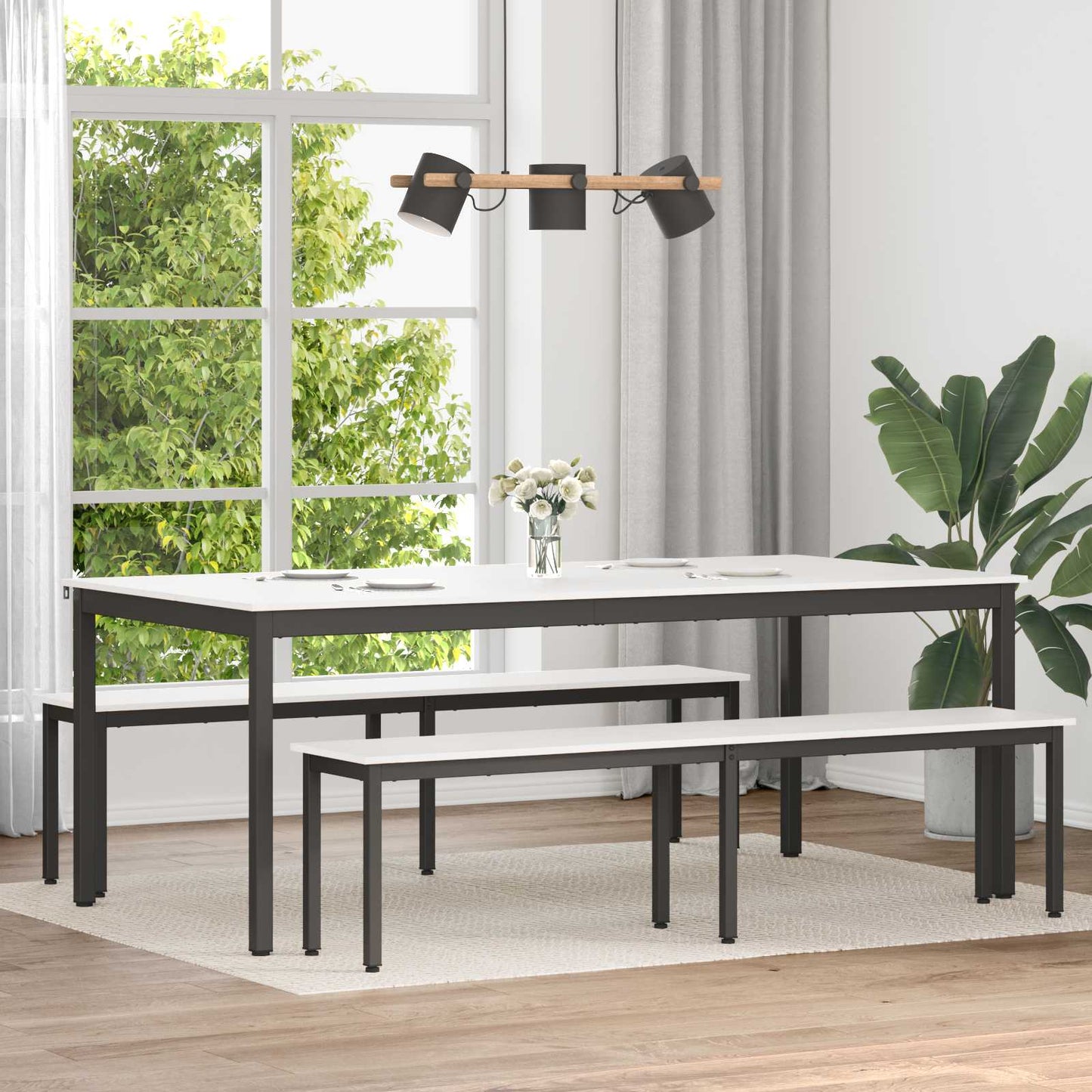 Dining Table White 200 x 100 x 75 cm Solid Pine Wood