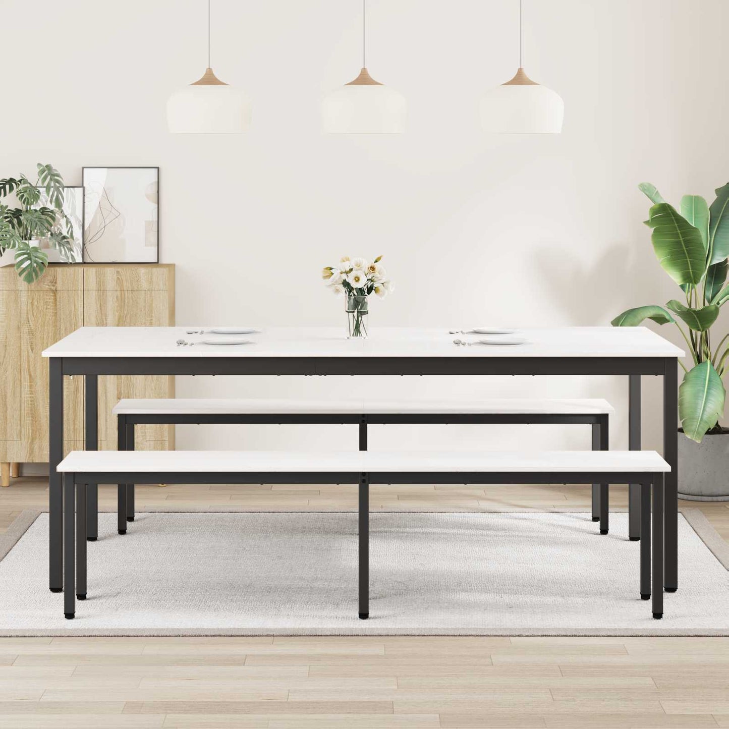 Dining Table White 200 x 100 x 75 cm Solid Pine Wood