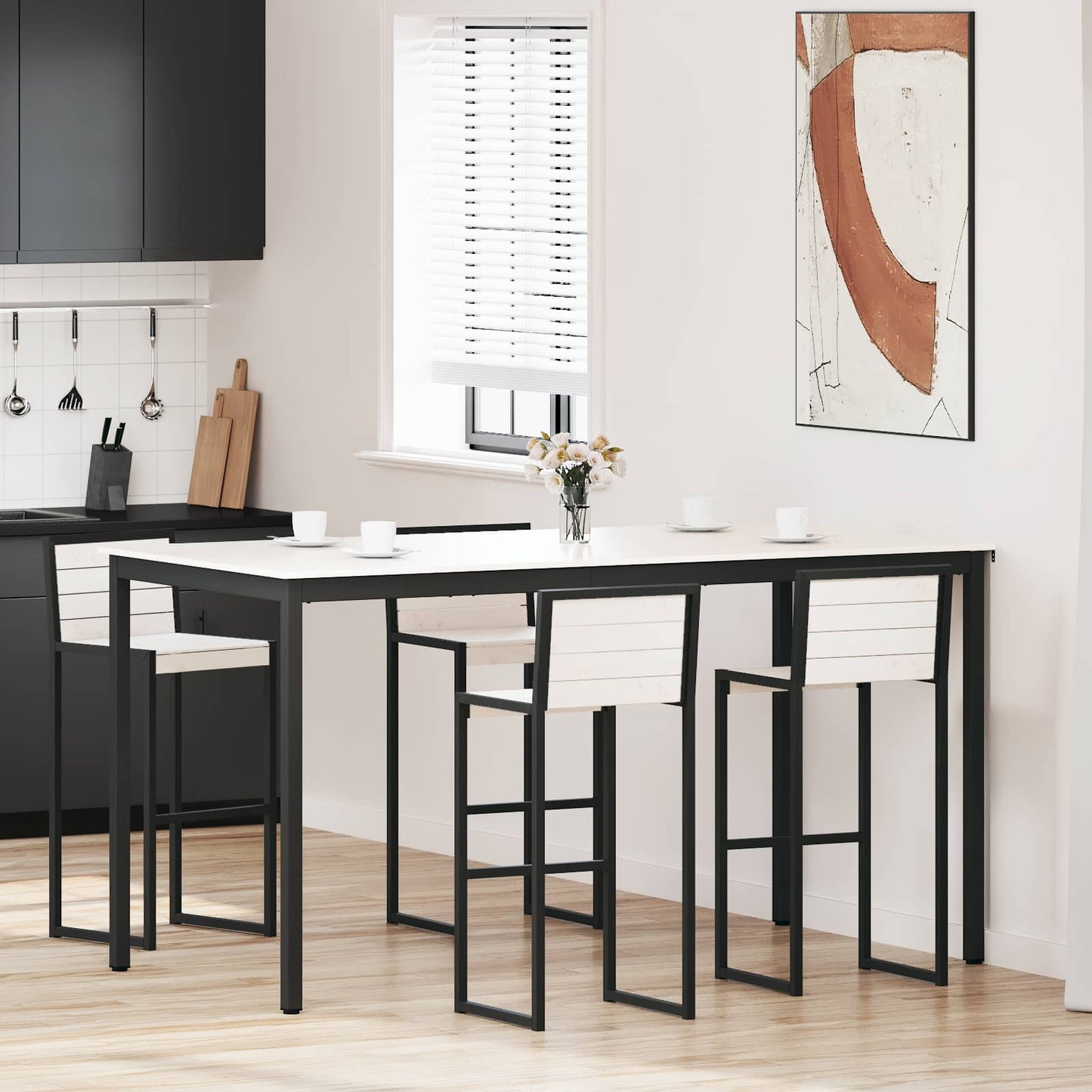 Bar Table White 200 x 100 x 105 cm Solid Pine Wood