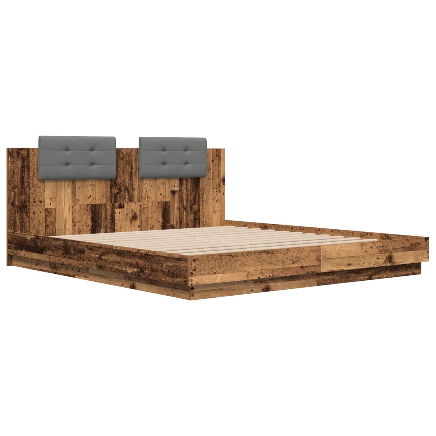 Bed Frame with Headboard Old Wood 200 x 200 cm Engineered Wood