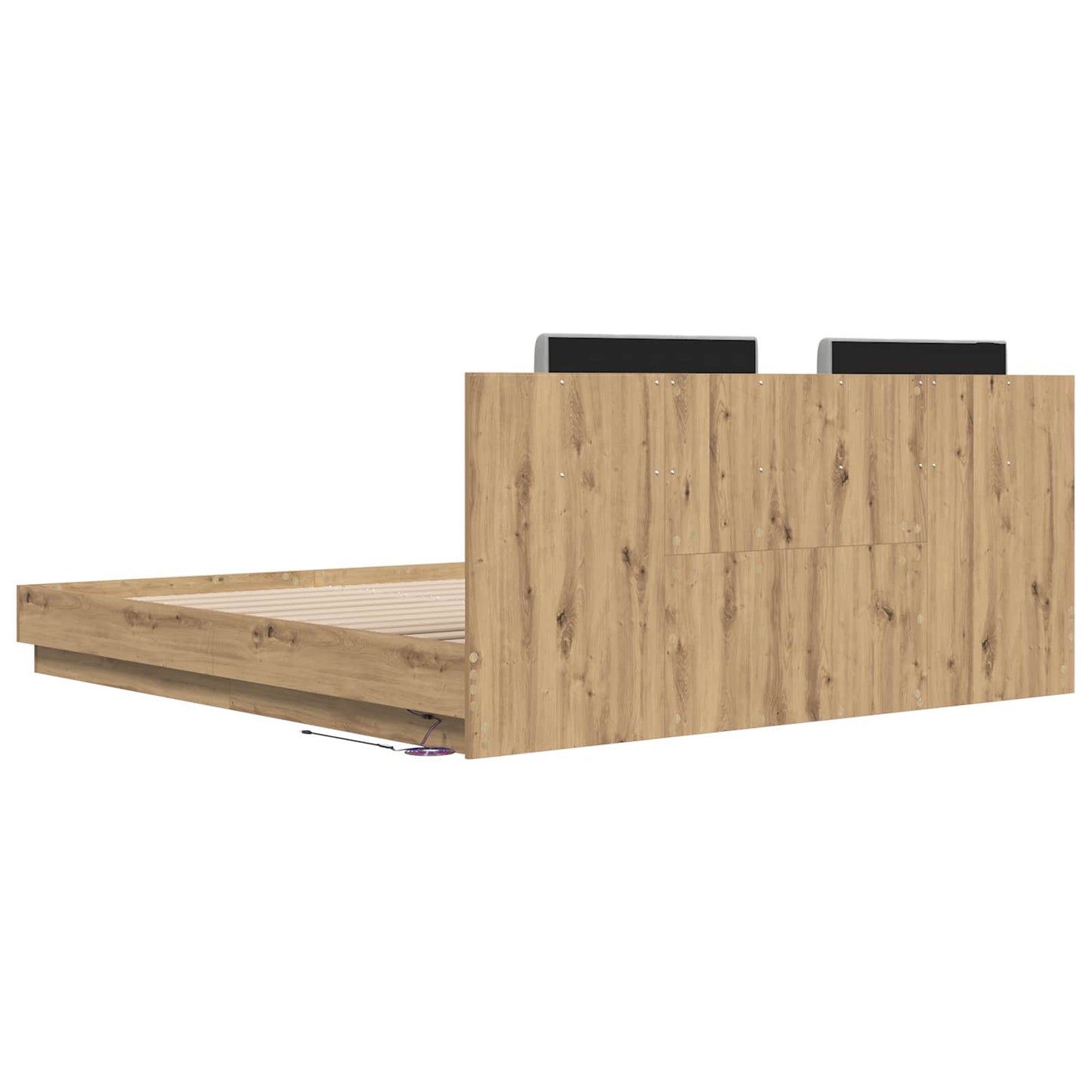 Bed Frame with Headboard with Storage Artisan Oak 180 x 200 cm