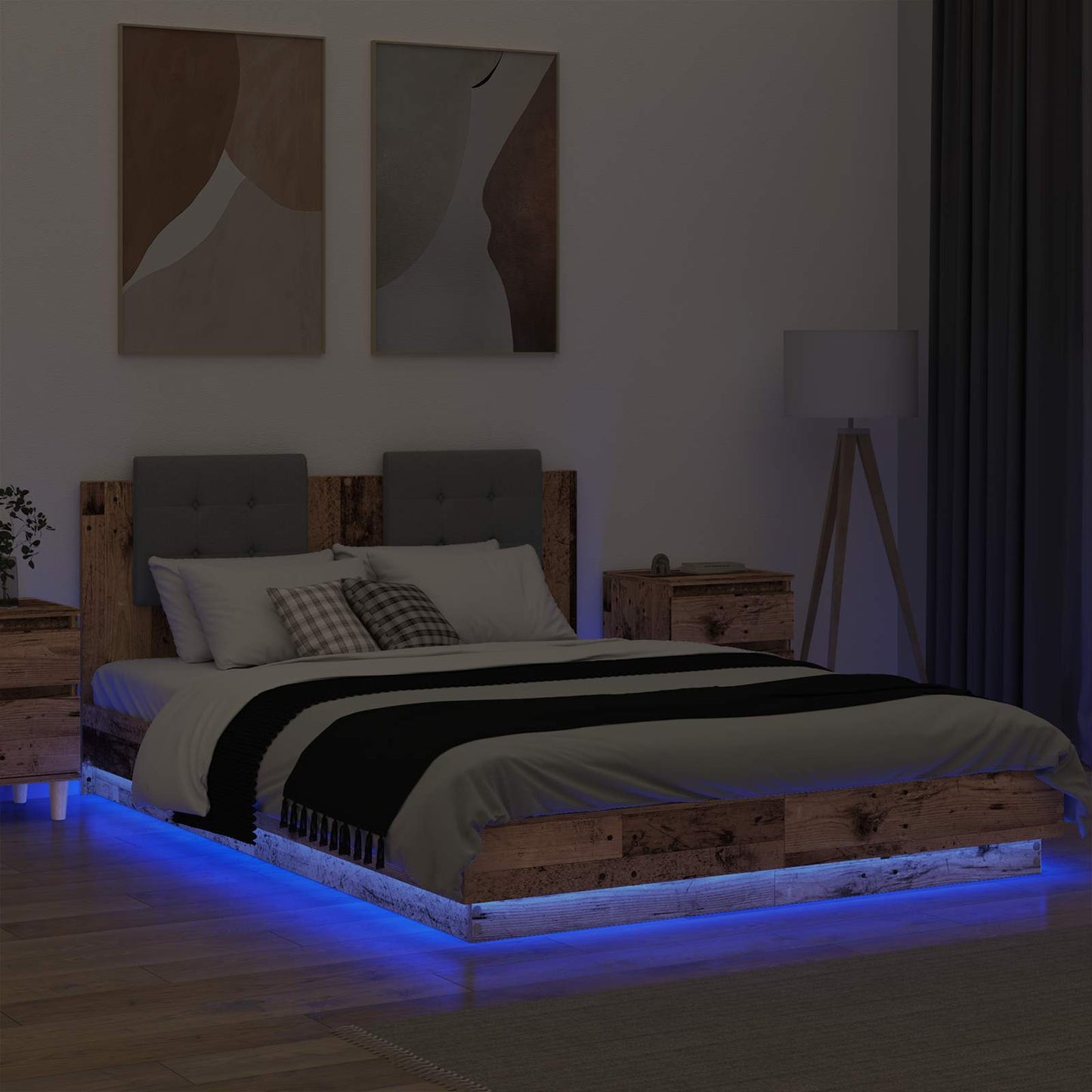 Bed Frame with Headboard Old Wood 160 x 200 cm Engineered Wood