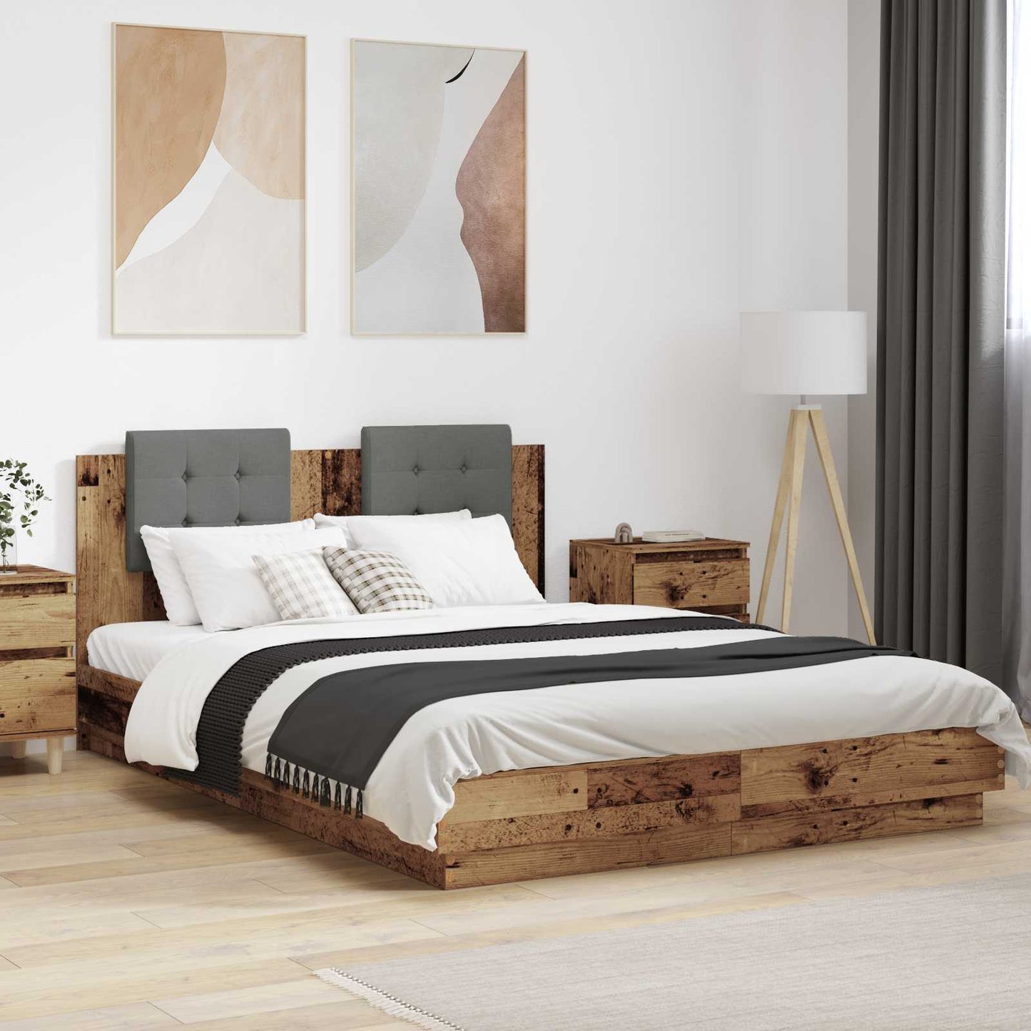 Bed Frame with Headboard Old Wood 160 x 200 cm Engineered Wood