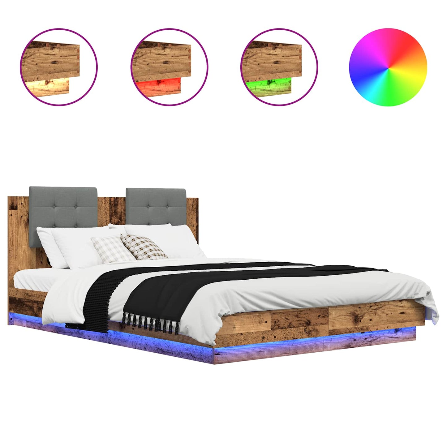 Bed Frame with Headboard Old Wood 160 x 200 cm Engineered Wood