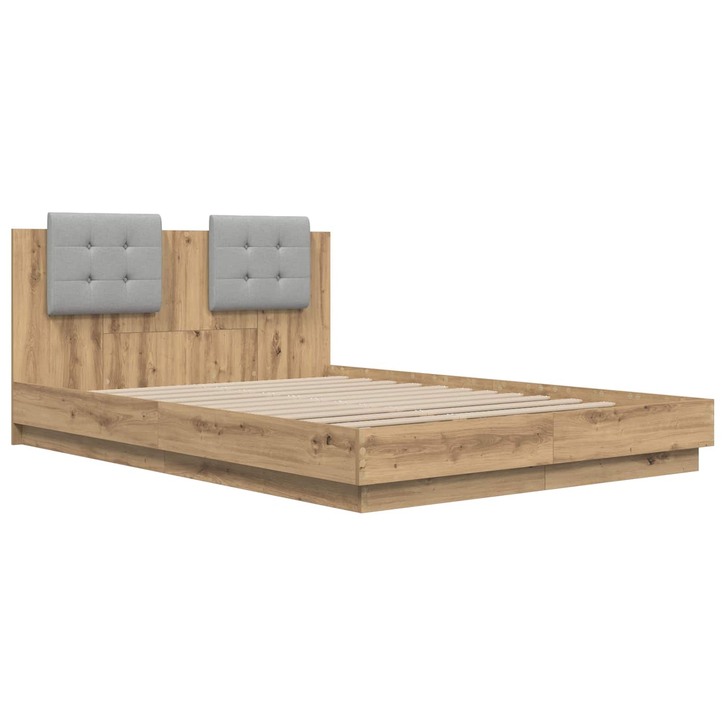 Bed Frame with Headboard with Storage Artisan Oak 160 x 200 cm
