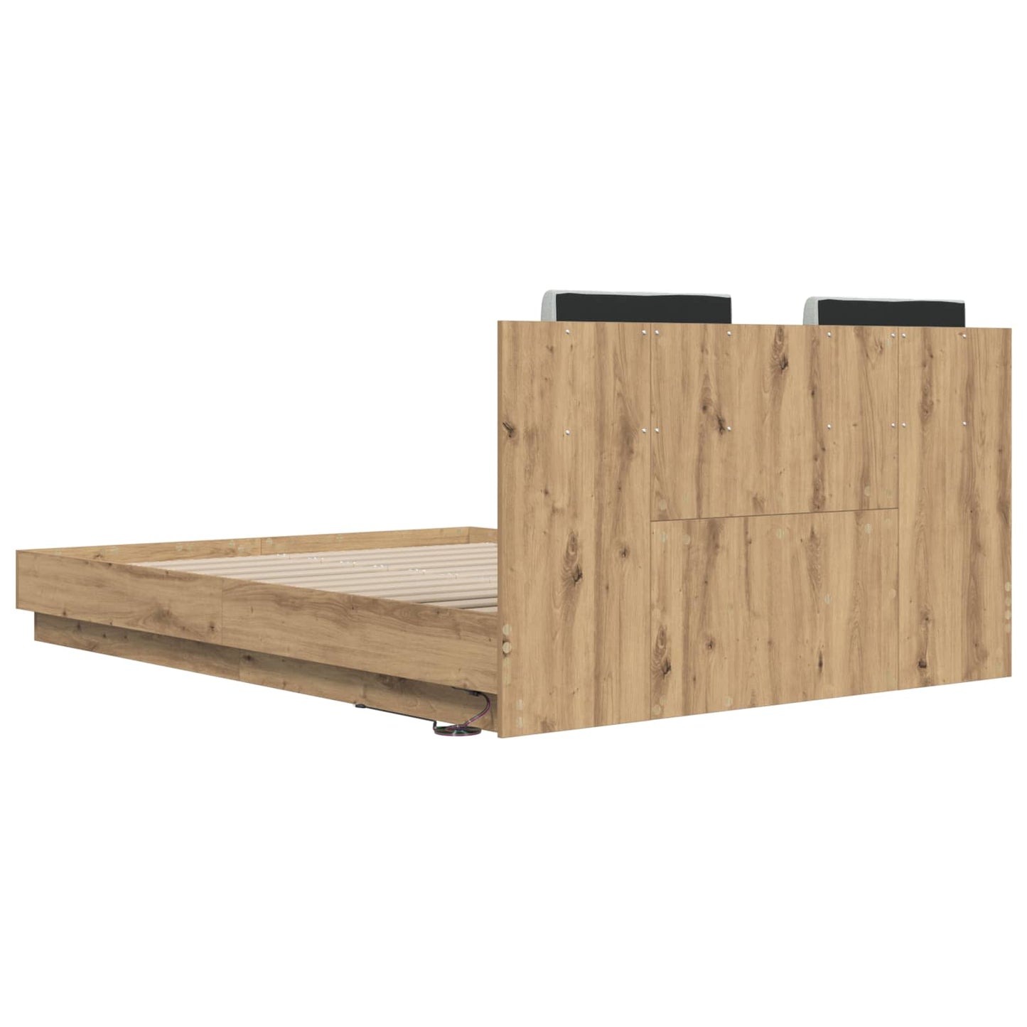 Bed Frame with Headboard with Storage Artisan Oak 160 x 200 cm