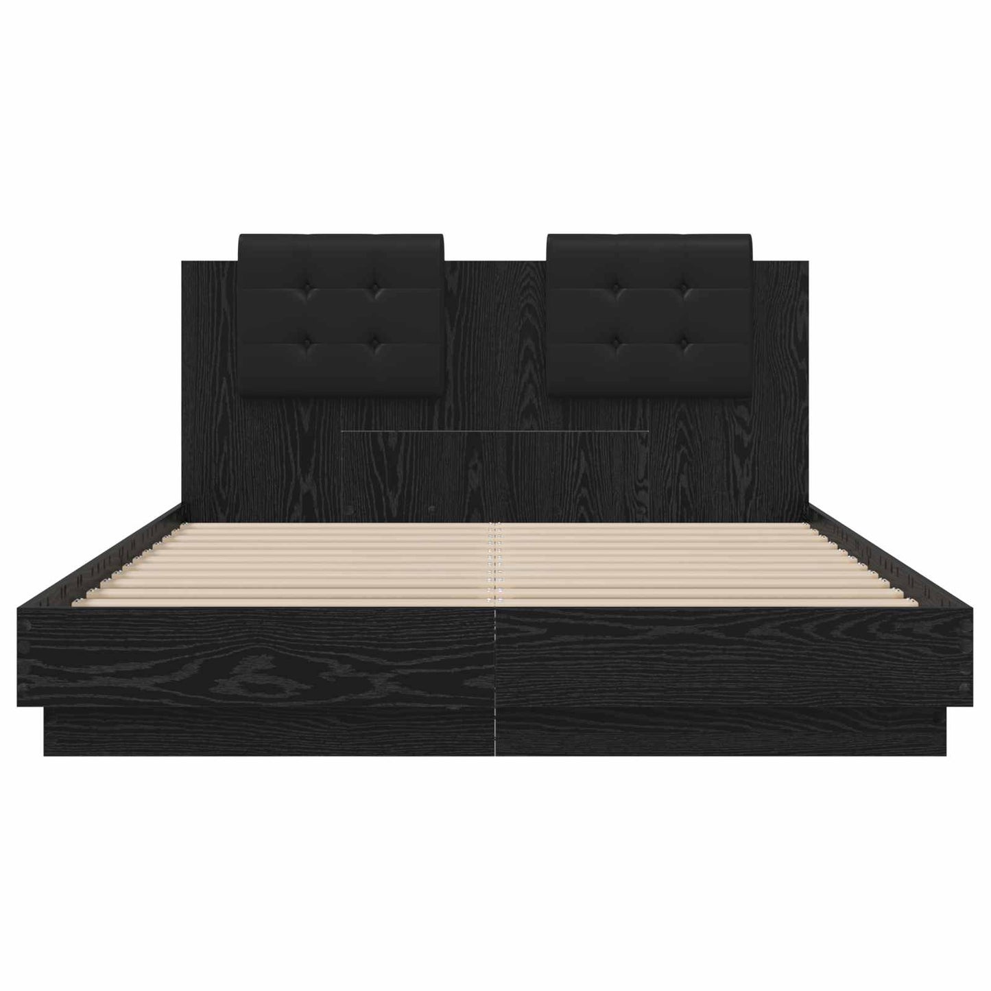 Bed Frame with Headboard Black Oak 150 x 200 cm Engineered Wood