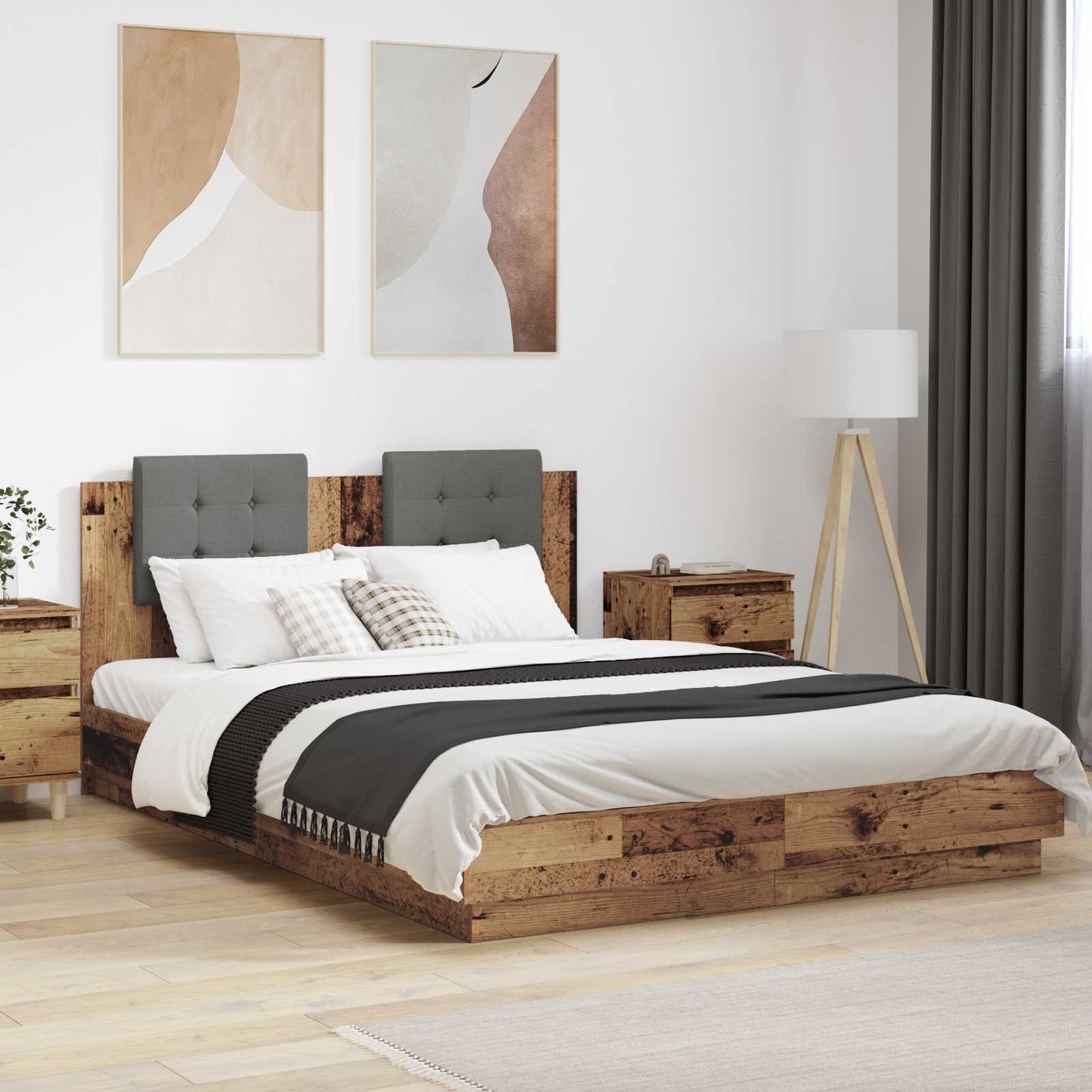 Bed Frame with Headboard Old Wood 140 x 200 cm Engineered Wood