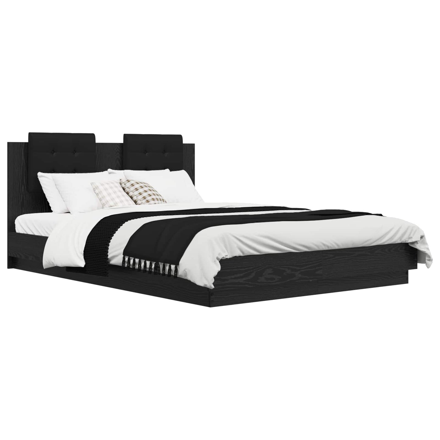 Bed Frame with Headboard Black Oak 120 x 200 cm Engineered Wood