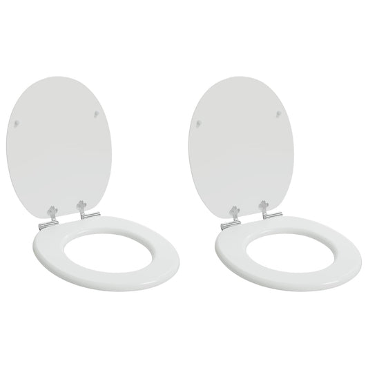Soft-Close Toilet Seat 2 pcs White 44 x 38 cm MDF board