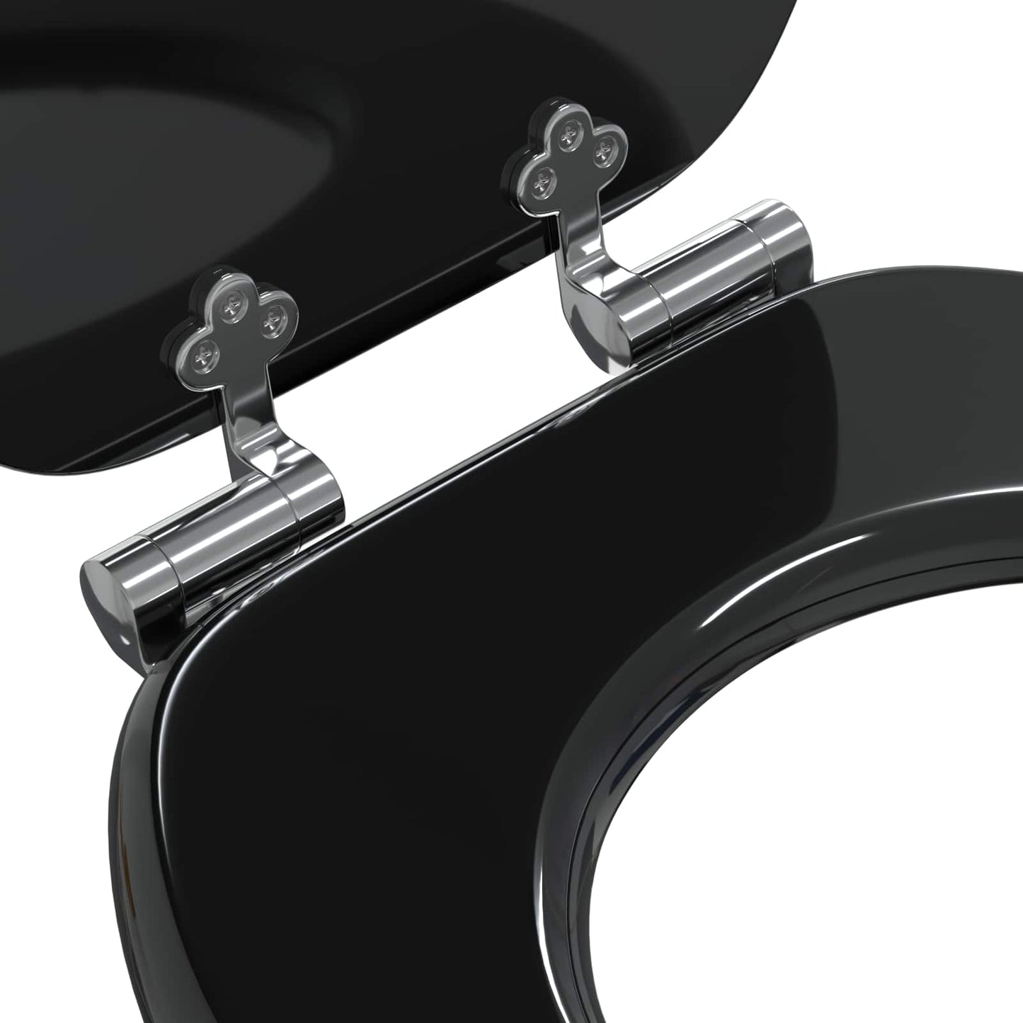 Soft-Close Toilet Seat 2 pcs Black 44 x 38 cm MDF board