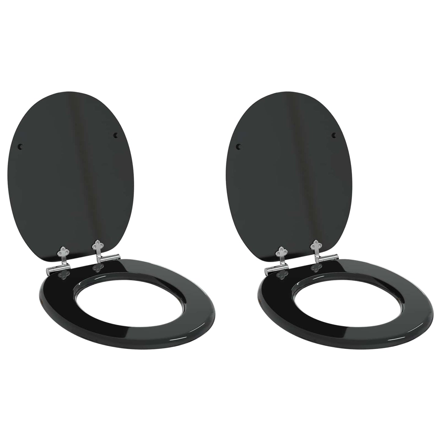 Soft-Close Toilet Seat 2 pcs Black 44 x 38 cm MDF board