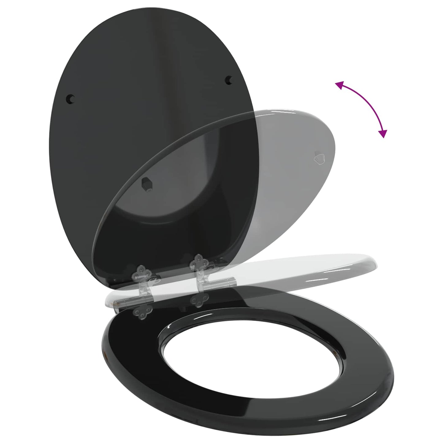 Soft-Close Toilet Seat 2 pcs Black 44 x 38 cm MDF board