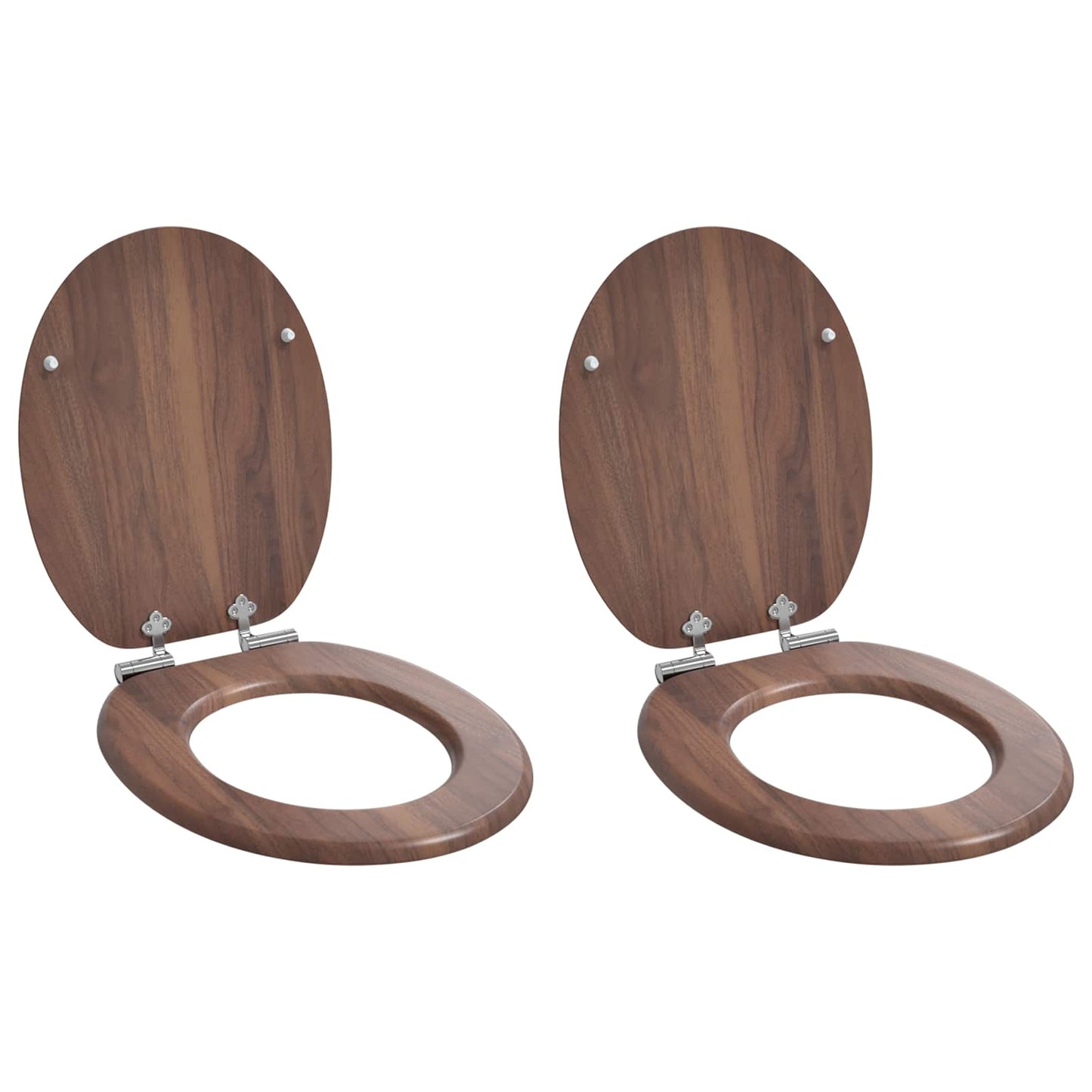 Soft-Close Toilet Seat 2 pcs Brown 44 x 38 cm MDF board