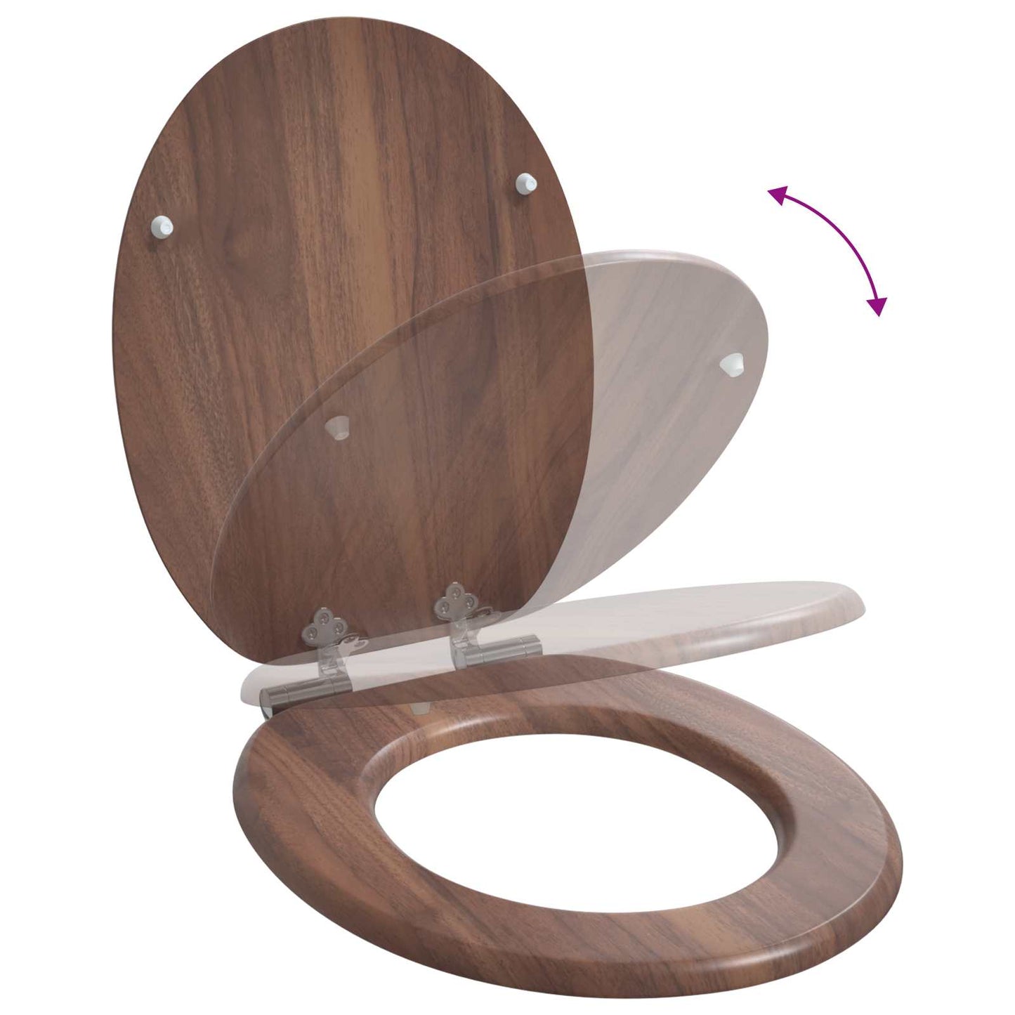 Soft-Close Toilet Seat 2 pcs Brown 44 x 38 cm MDF board