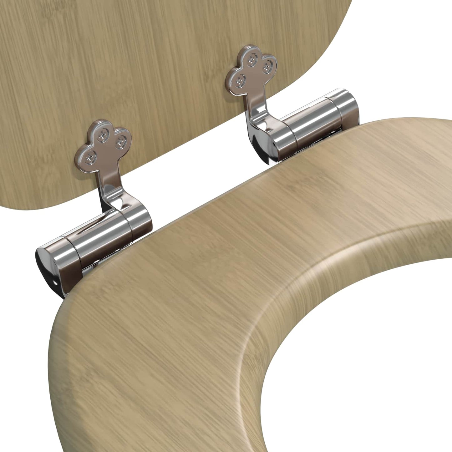 Soft-Close Toilet Seat 2 pcs Light Bamboo Color 44 x 38 cm