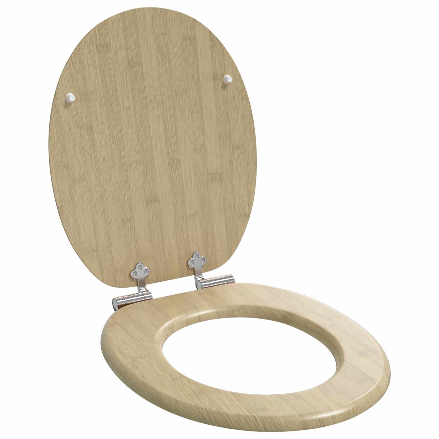 Soft-Close Toilet Seat 2 pcs Light Bamboo Color 44 x 38 cm