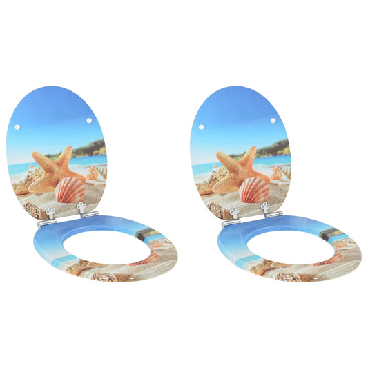 Soft-Close Toilet Seat 2 pcs Sea Muschel 44 x 38 cm MDF board