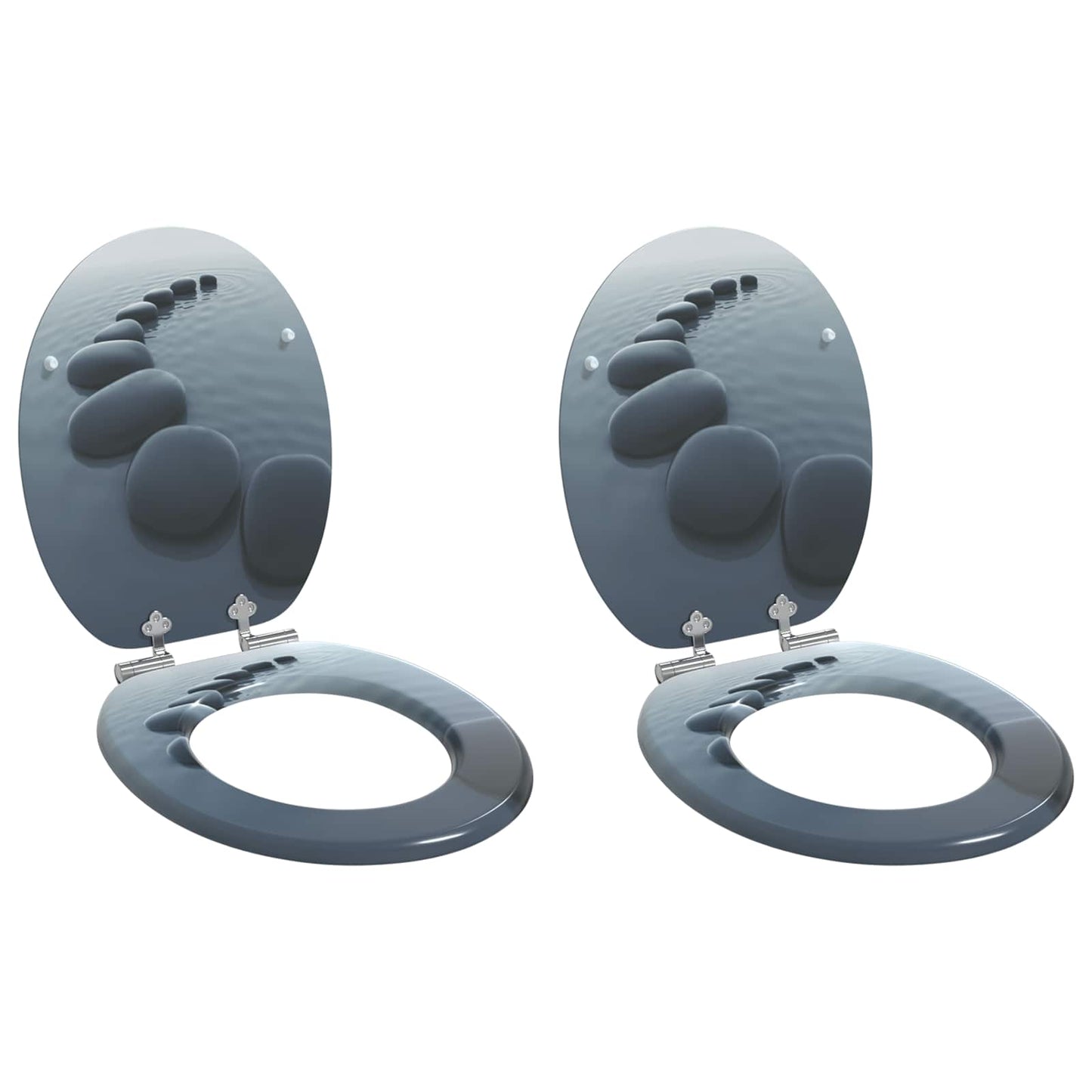 Soft-Close Toilet Seat 2 pcs Grey 44 x 38 cm MDF board