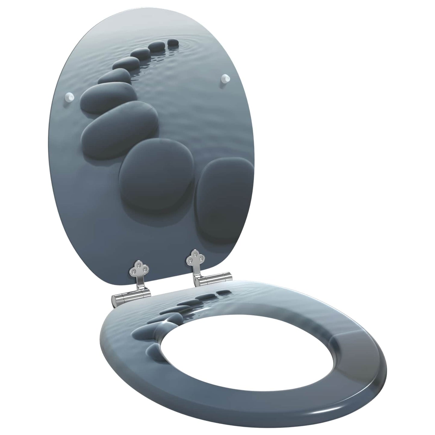 Soft-Close Toilet Seat 2 pcs Grey 44 x 38 cm MDF board
