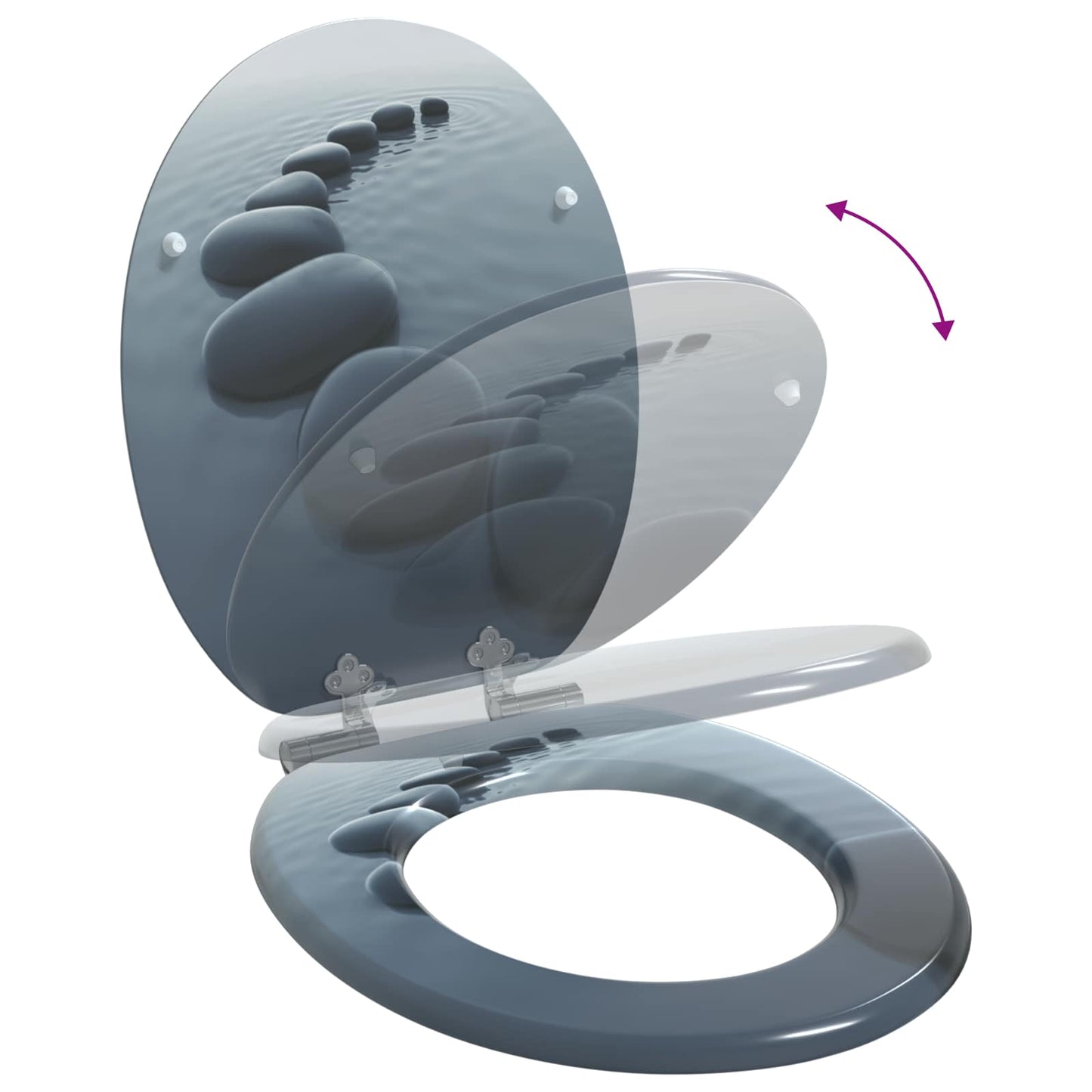 Soft-Close Toilet Seat 2 pcs Grey 44 x 38 cm MDF board