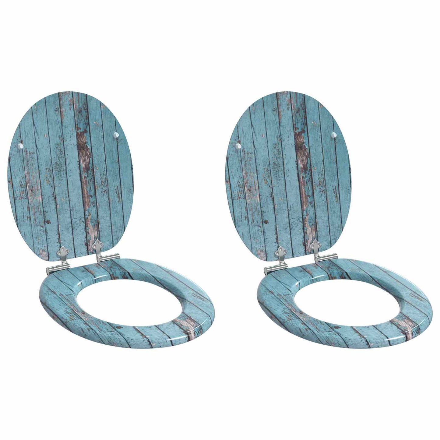 Soft-Close Toilet Seat 2 pcs Blue 44 x 38 cm MDF board