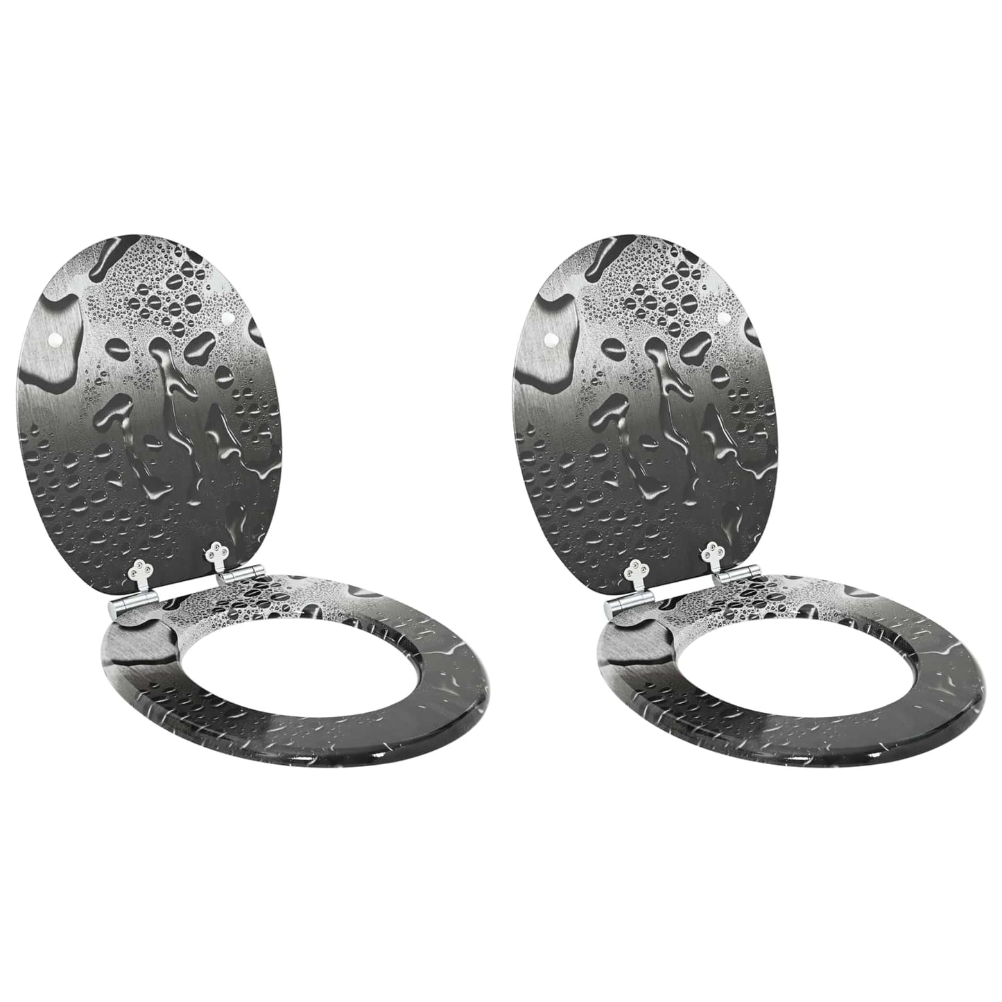 Soft-Close Toilet Seat 2 pcs Grey 44 x 38 cm MDF board