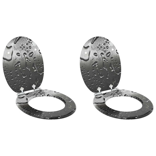 Soft-Close Toilet Seat 2 pcs Grey 44 x 38 cm MDF board
