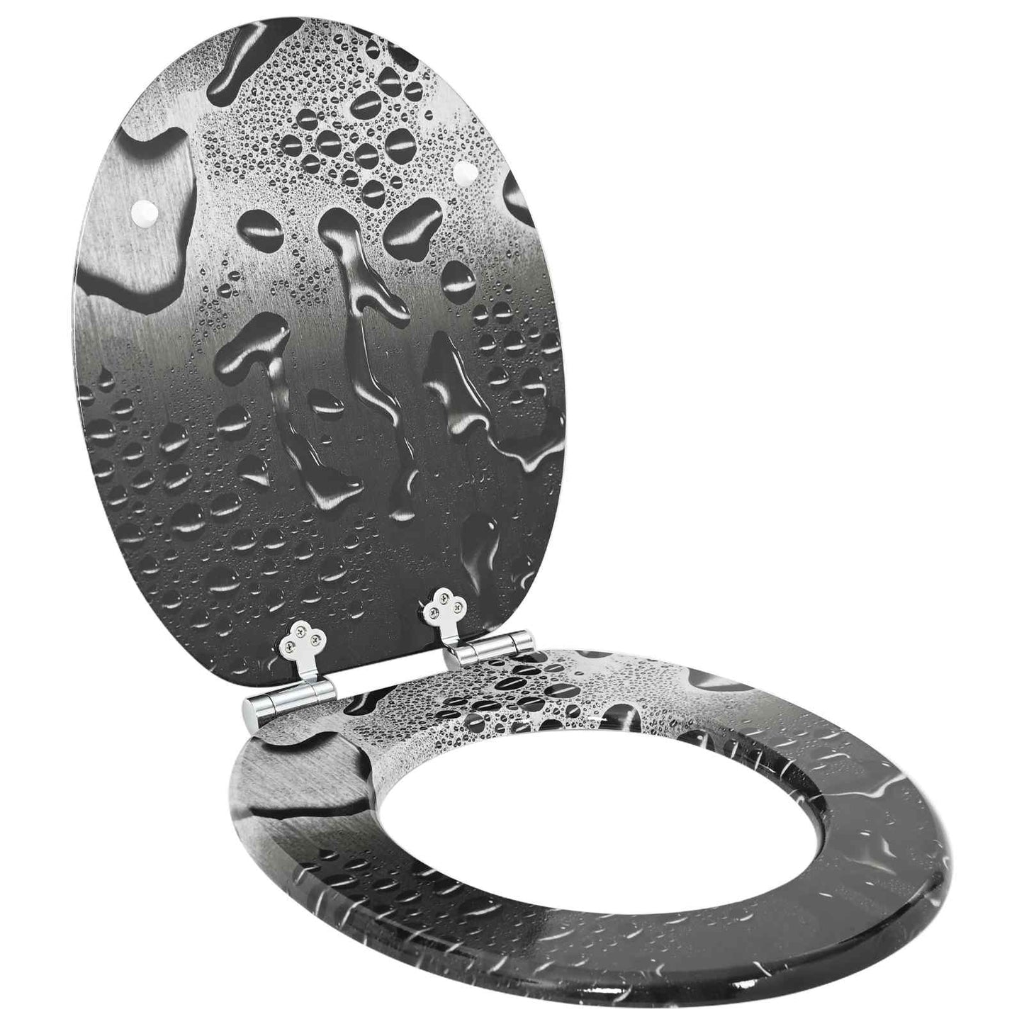 Soft-Close Toilet Seat 2 pcs Grey 44 x 38 cm MDF board