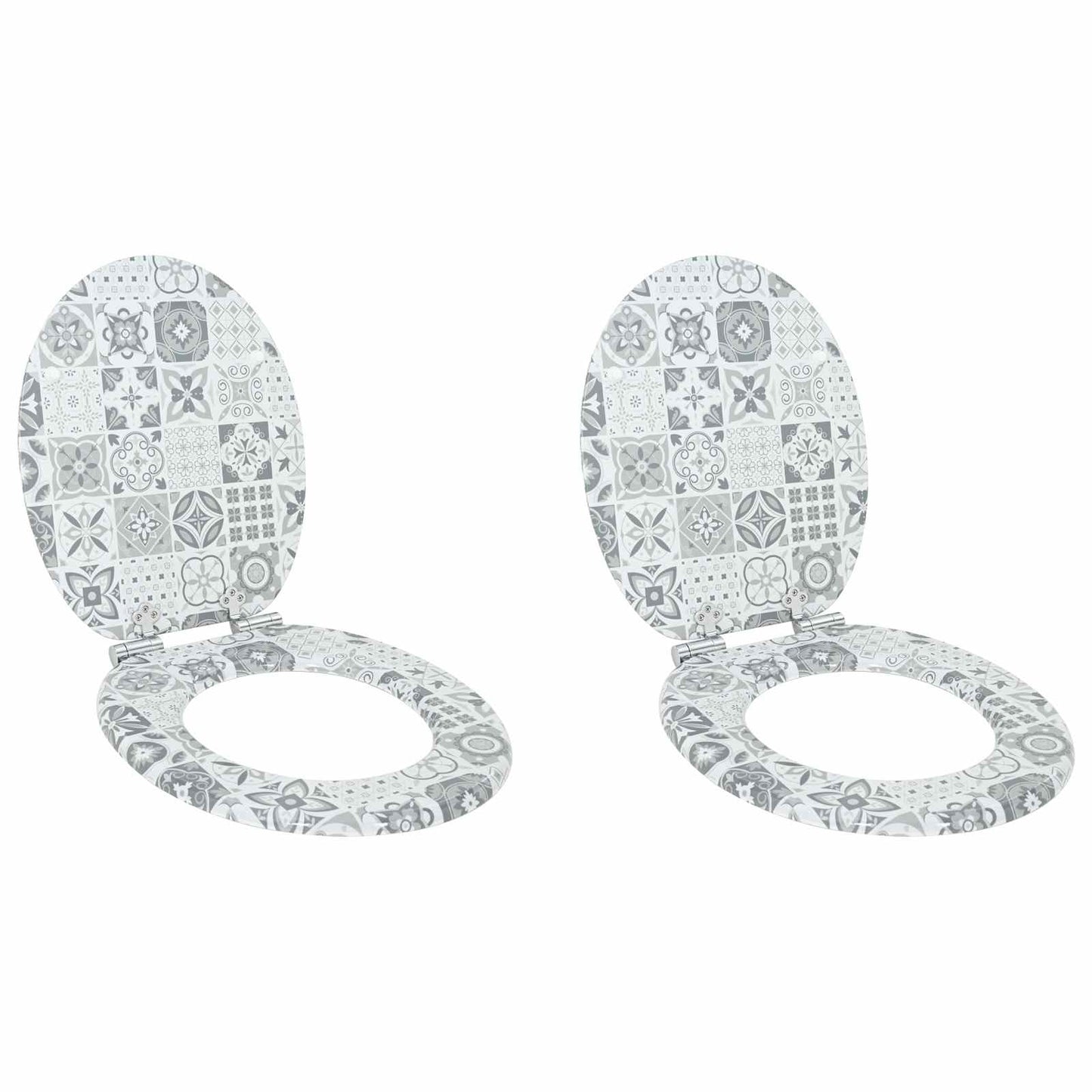 Soft-Close Toilet Seat 2 pcs Blue and White Porcelain MDF board