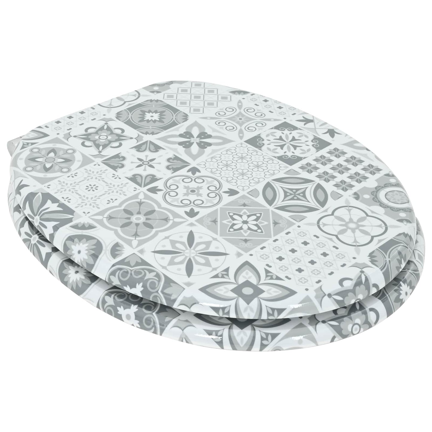 Soft-Close Toilet Seat 2 pcs Blue and White Porcelain MDF board