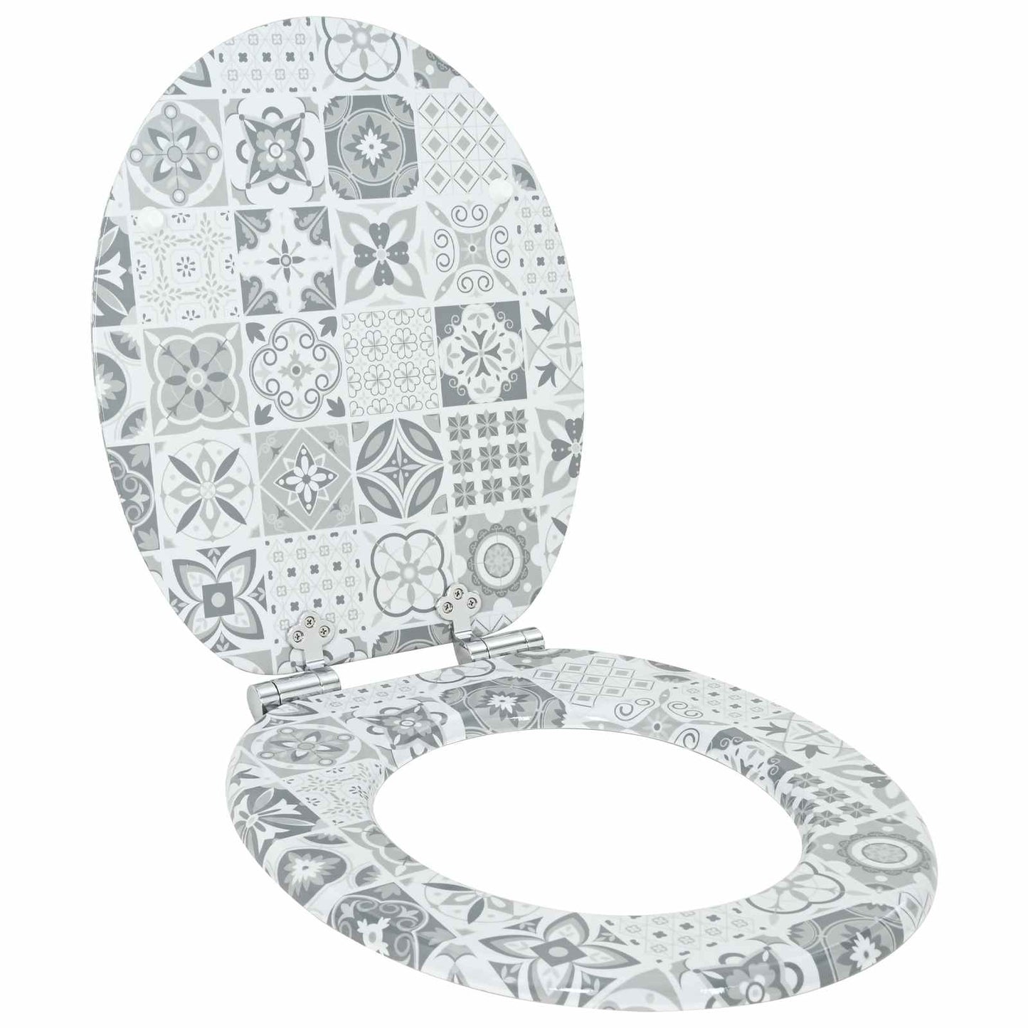 Soft-Close Toilet Seat 2 pcs Blue and White Porcelain MDF board
