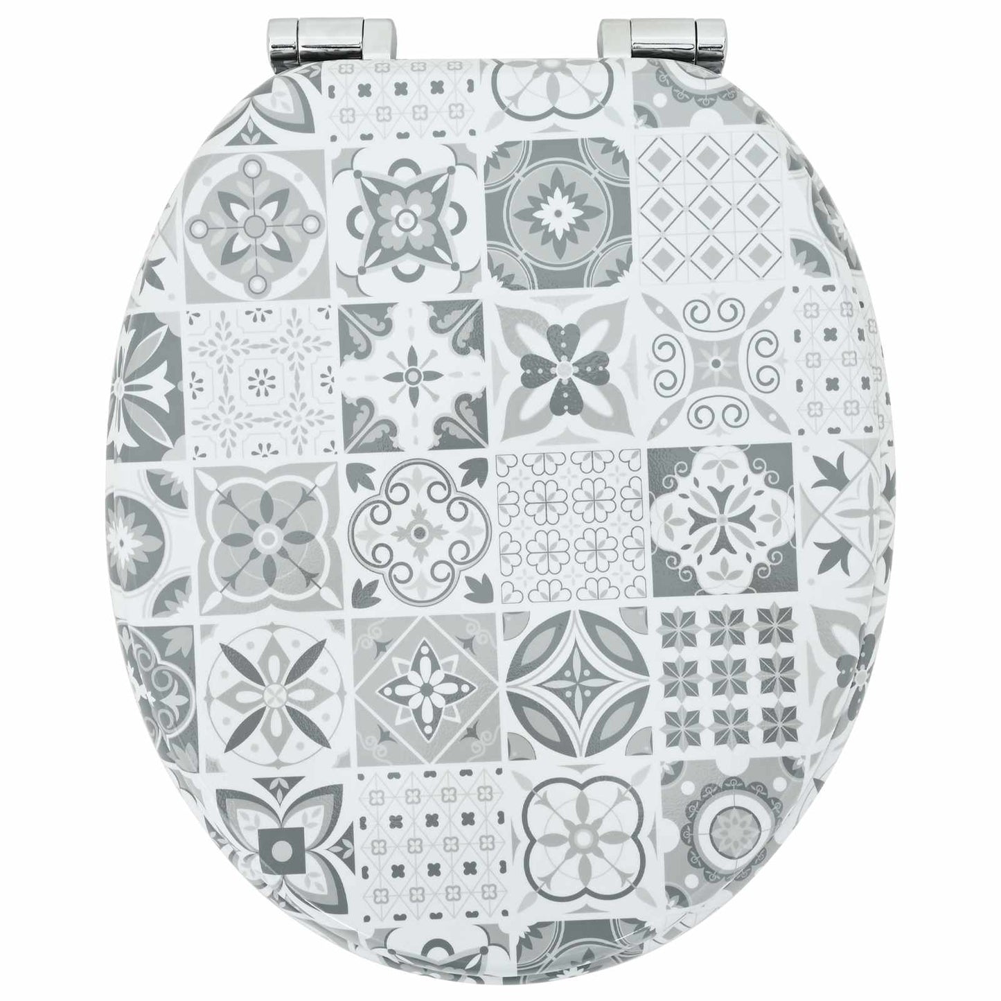 Soft-Close Toilet Seat 2 pcs Blue and White Porcelain MDF board