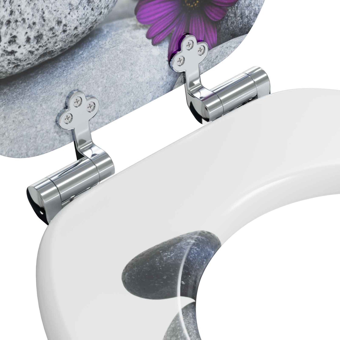 Soft-Close Toilet Seat 2 pcs Grey 44 x 38 cm MDF board