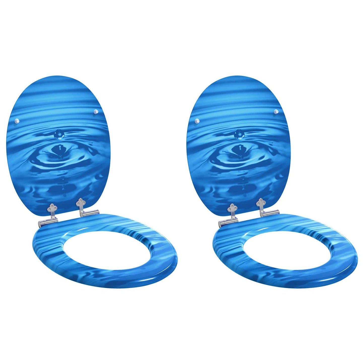 Soft-Close Toilet Seat 2 pcs Blue Drop 44 x 38 cm MDF board
