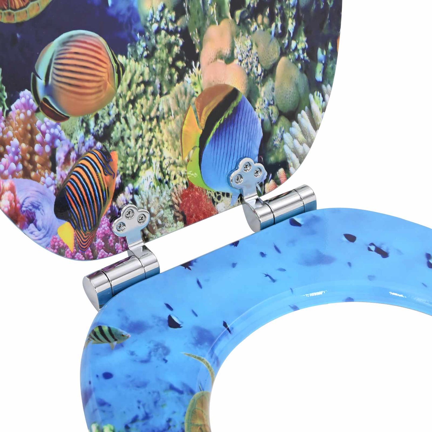Soft-Close Toilet Seat 2 pcs Deep Sea Blue 44 x 38 cm MDF board