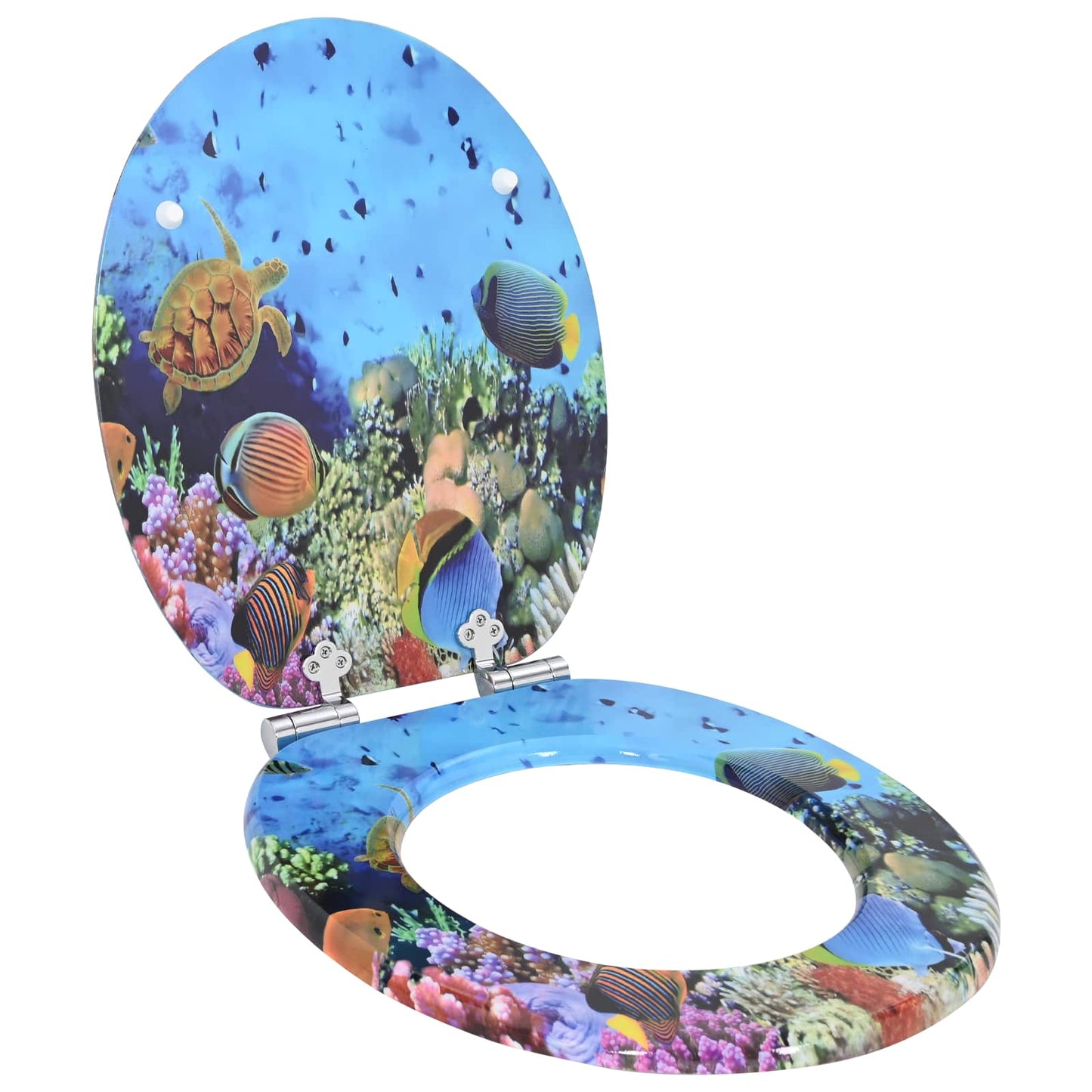 Soft-Close Toilet Seat 2 pcs Deep Sea Blue 44 x 38 cm MDF board