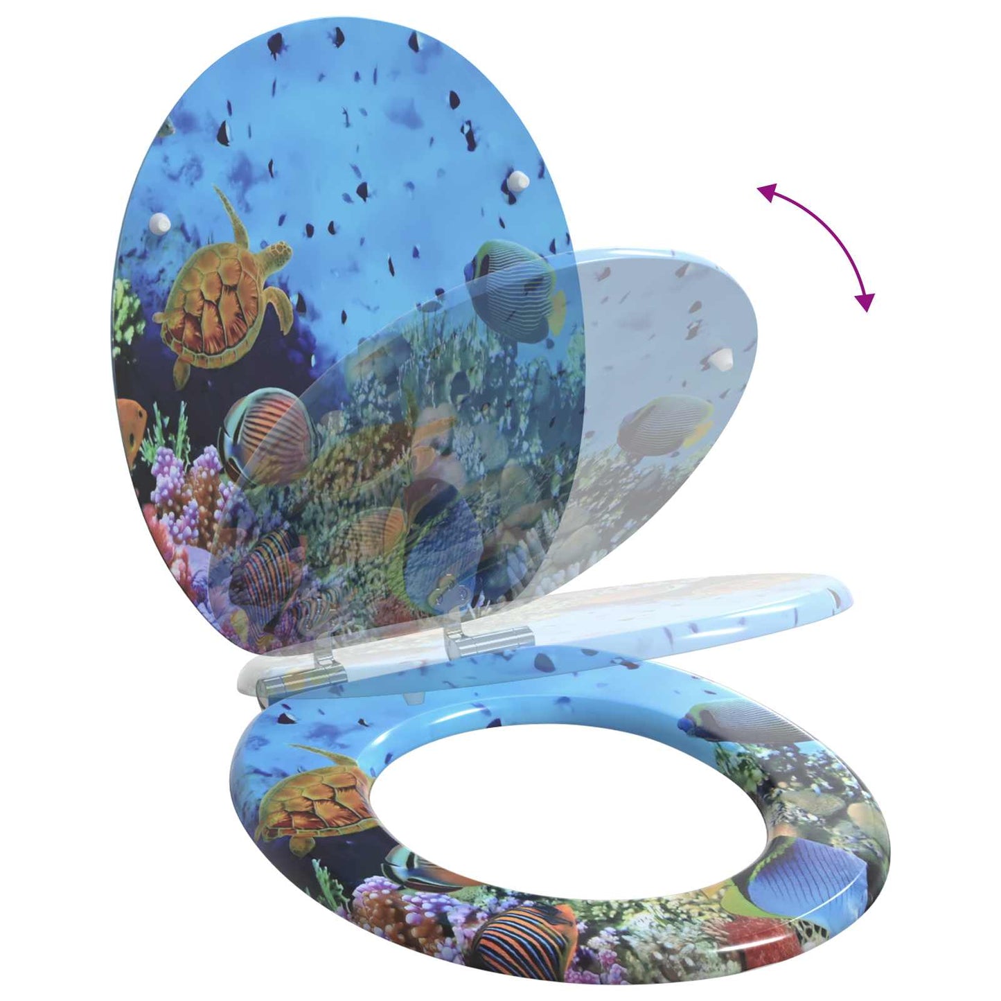 Soft-Close Toilet Seat 2 pcs Deep Sea Blue 44 x 38 cm MDF board