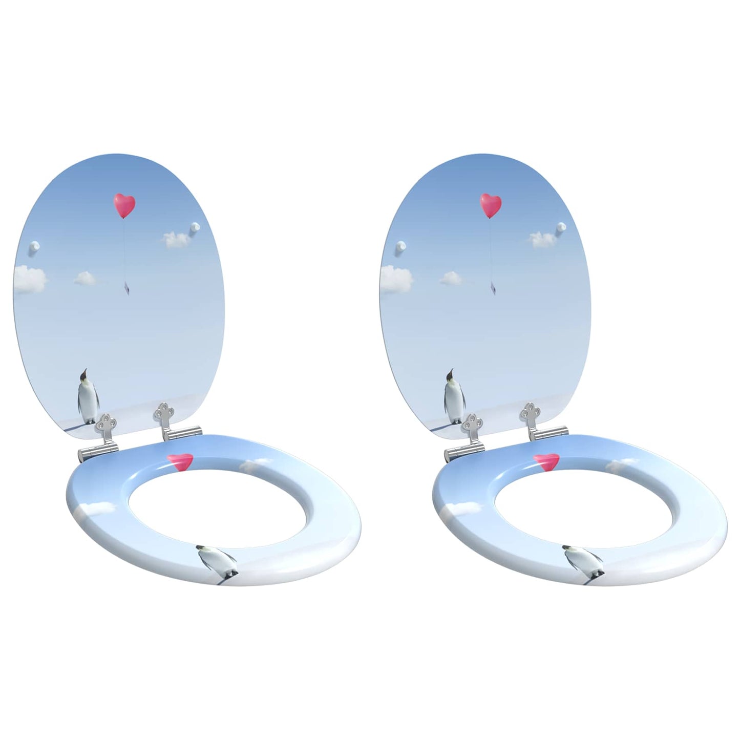 Soft-Close Toilet Seat 2 pcs Blue 44 x 38 cm MDF board