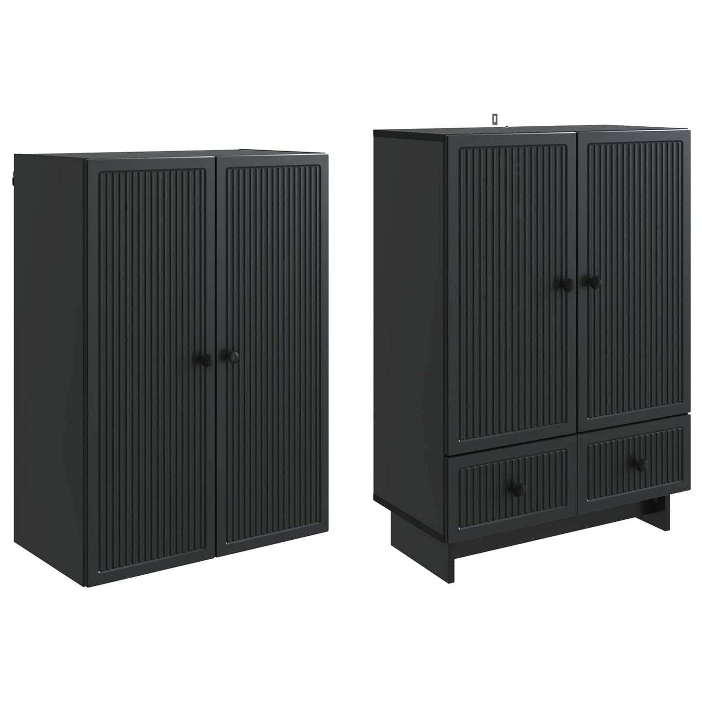 Cabinet Set 2 pcs Black 66 x 34.5 x 95 cm Engineered Wood