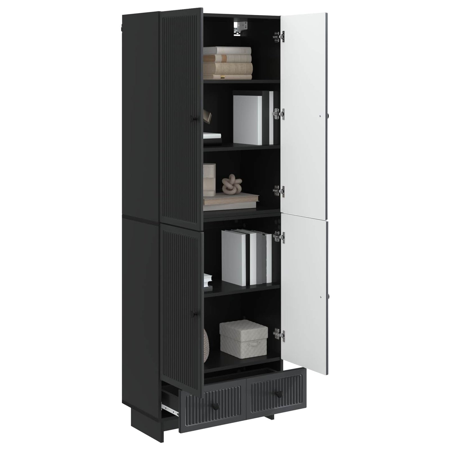 Cabinet Set 2 pcs Black 66 x 34.5 x 95 cm Engineered Wood