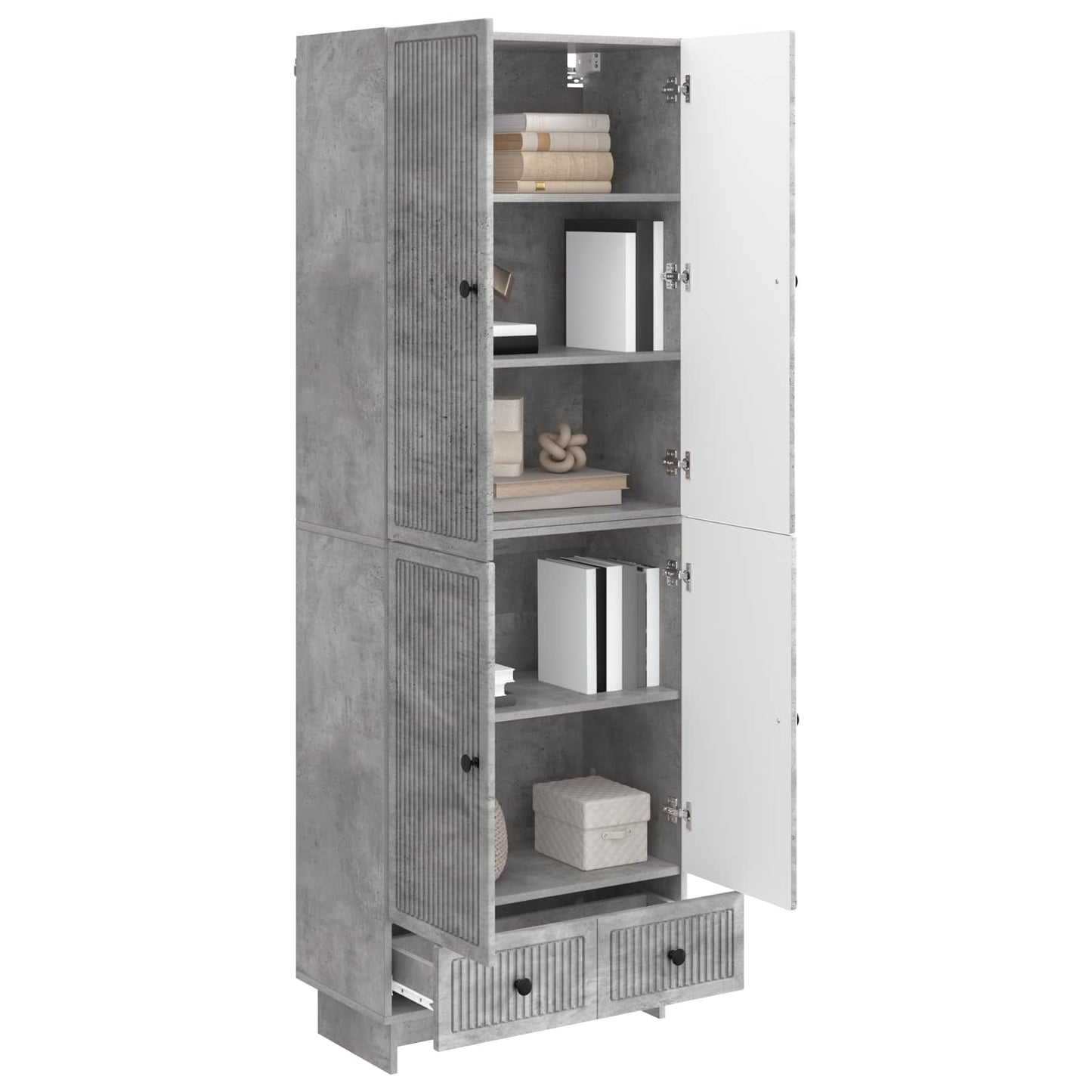 Cabinet Set 2 pcs Concrete Grey 66 x 34.5 x 95 cm